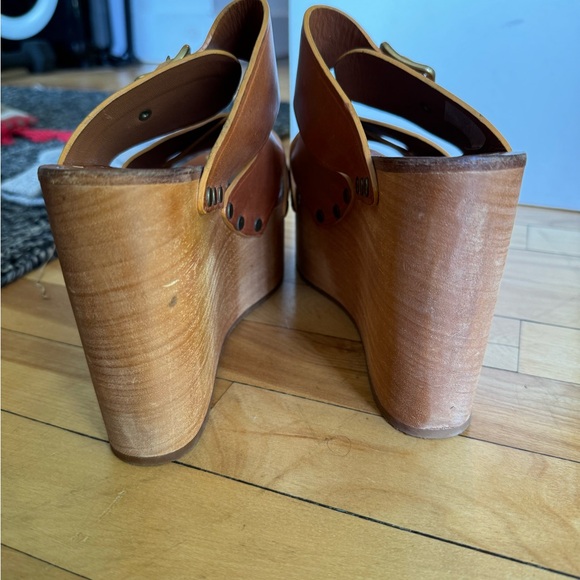 Celine Phoebe Philo Rare platforms Clogs Sandals veg tan leather brown tan 38.5 - Picture 12 of 16